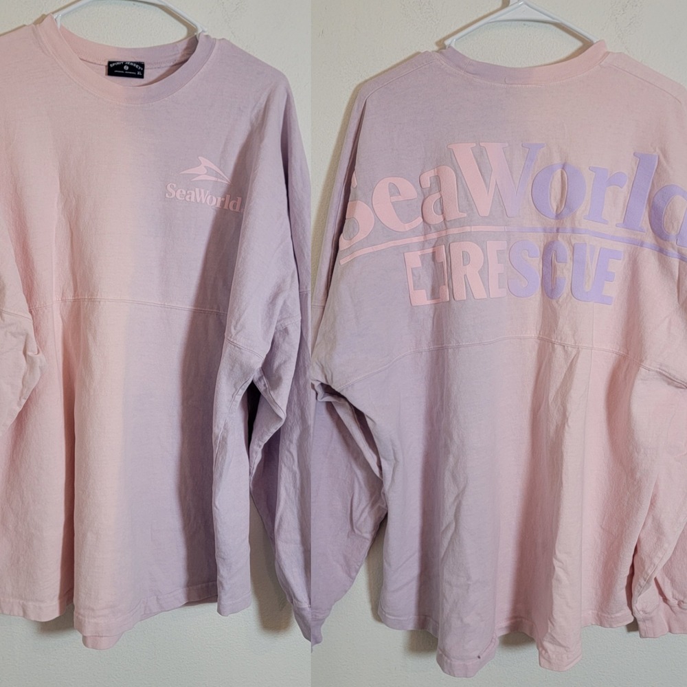 Spirit Jersey SeaWorld Rescue Ombre Pink Purple Long Sleeve Graphic Shirt XL